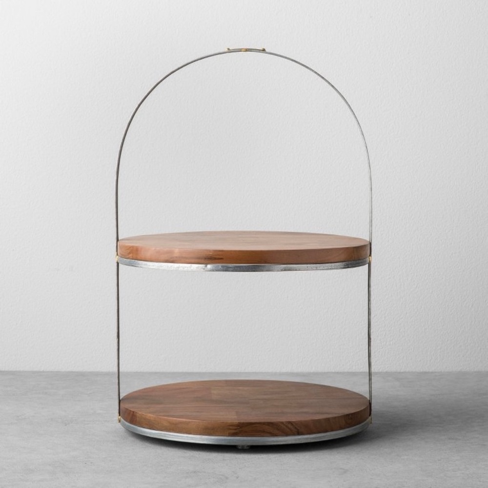 NEW 2-Tier Wood & Metal Cake Stand - Hearth & Hand with Magnolia